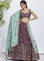 Pure Chiffon Rose Gold Wedding Wear Sequins Work Lehenga Choli